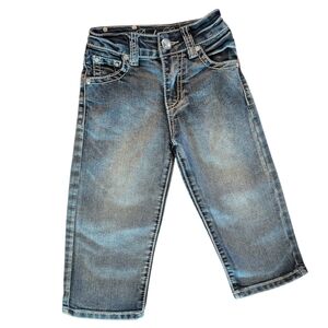 RODEO GIRL Bling Rhinestone Cross Embroidery Flap Pocket Denim Capris